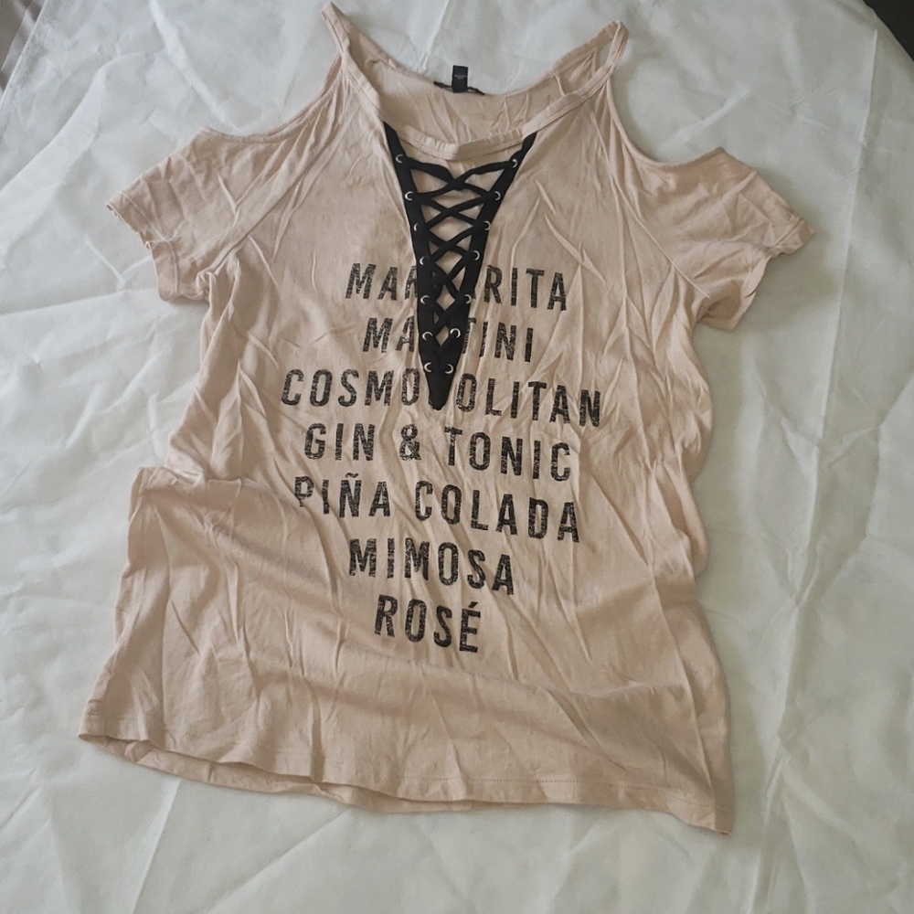 EXPRESS • Light Pink Cold Shoulder Tee Size XS